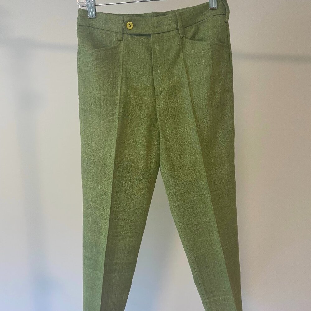 Vintage Prada Lime Green Silk Dress Pants, Vintage Size 33 (Approx XS)